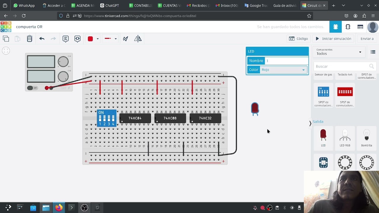 Uso de Tinkercad con compuertas lógicas NOT, OR y AND