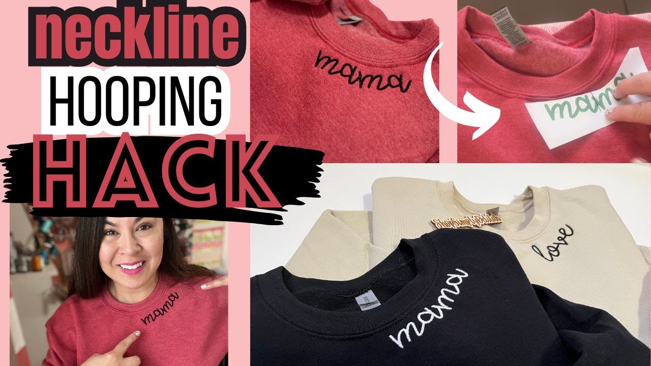 HOW TO EMBROIDERY THE COLLAR, NECKLINE MACHINE EMBROIDERY HACK USING MIGHTY HOOPS TUTORIAL