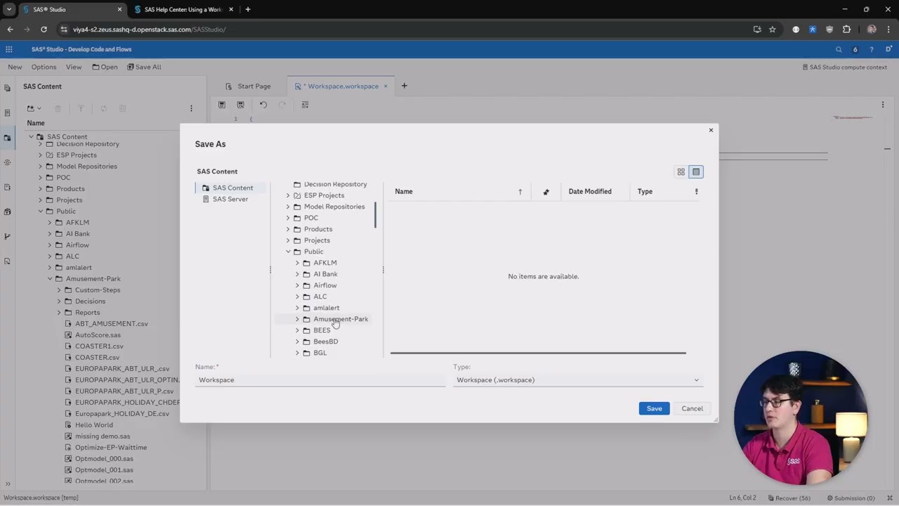 SAS Studio Workspaces | Quick Tip