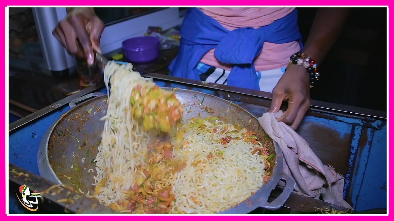 African Street Food - INDOMIE Noodles + HUGE TILAPIA and Banku! | Accra Midnight Cravings