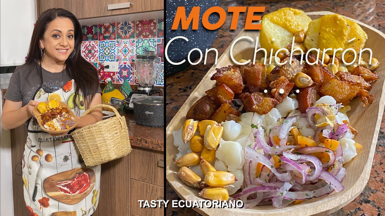 MOTE CON CHICHARRÓN... una delicia en canasto!