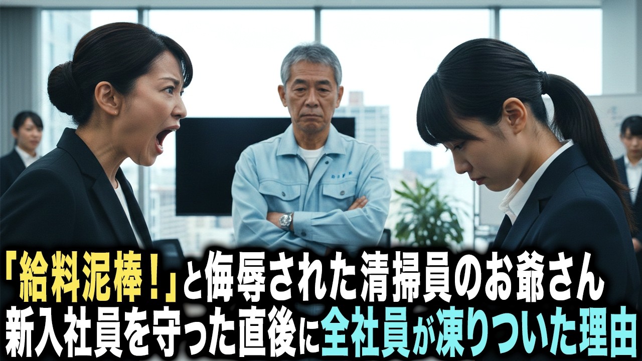 『給料泥棒』と侮辱された再就職清掃員のお爺さん。新入社員を守った直後、全社員が凍りついた理由