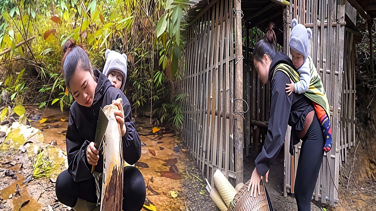 30 Days Solo Survival: Single Mom Restores a Ruined Bamboo House in the Forest