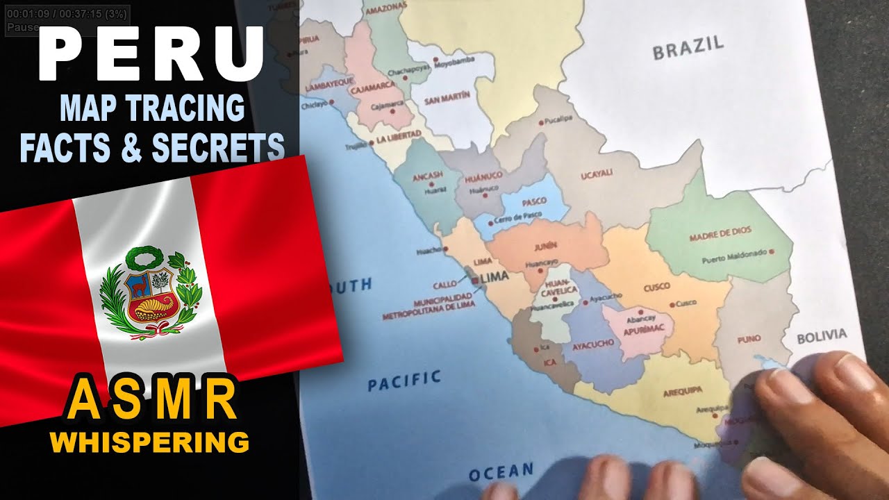 ASMR geography facts | Drawing PERU map outline with its regions | Best facts explained | Whispering