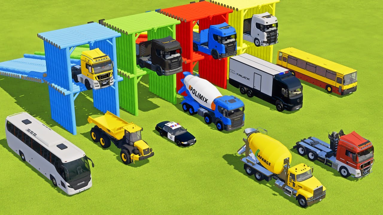 TRANSPORTING TANK TRUCK, AMBULANCE, MIXER CEMENT TRUCK, BOX TRUCK, SCANIA BUS -  FS22