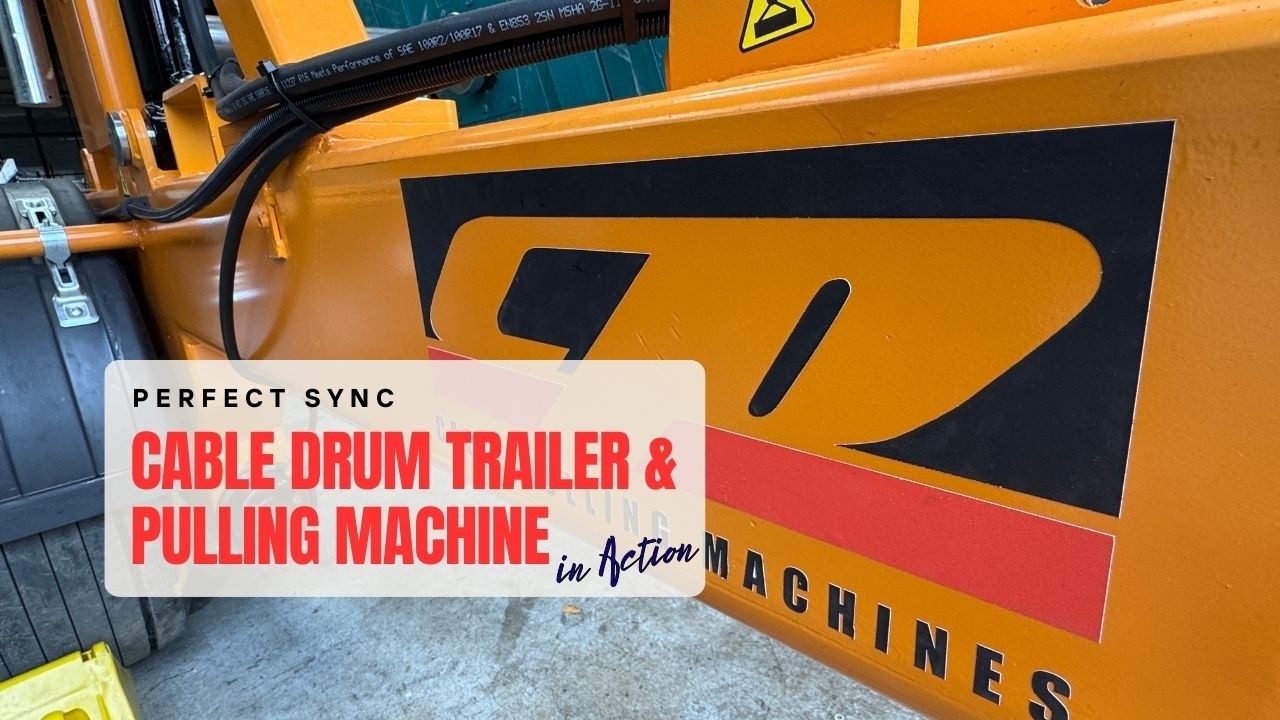 Cable Drum Trailer & Hydraulic Cable Pulling Machine Working Together