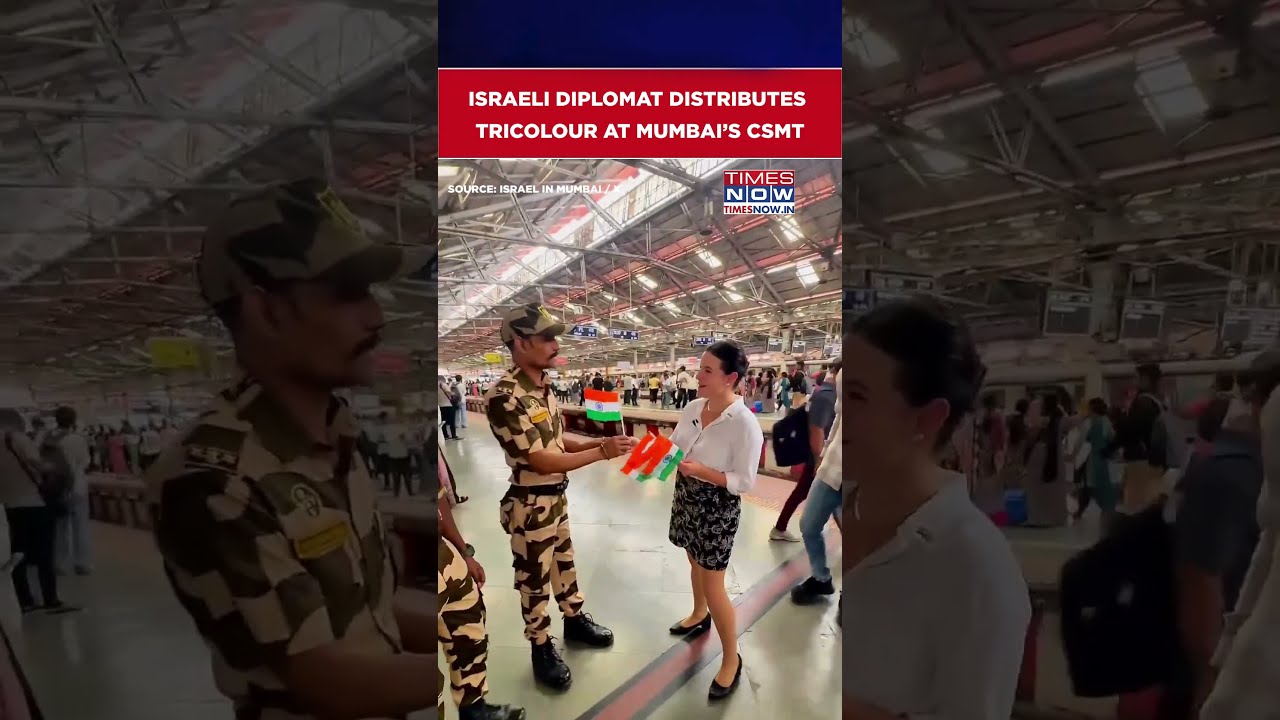 India-Israel Friendship On Display: Israeli Diplomat Distributes Tricolour At Mumbai&rsquo;s CSMT #shorts
