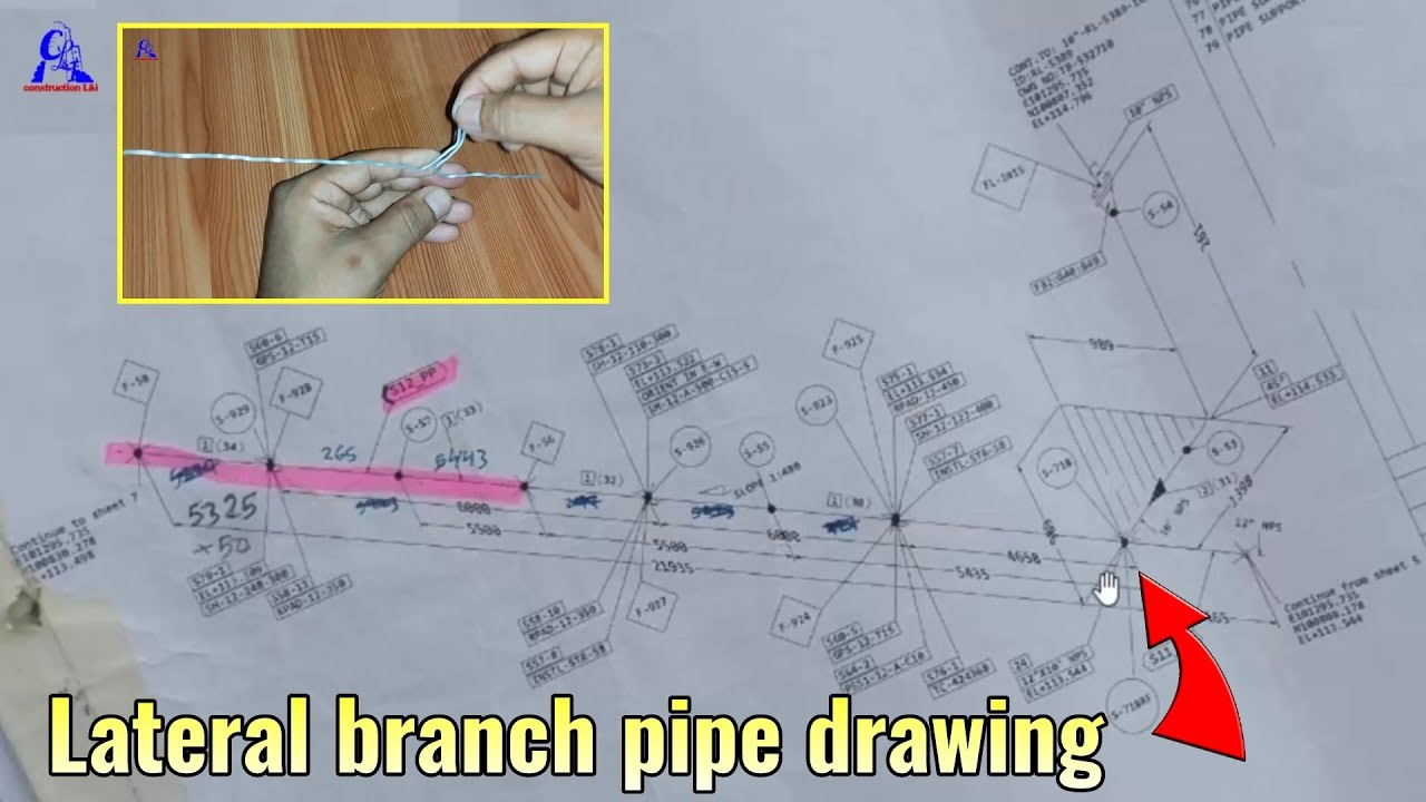 Lateral branch pipe branch direction view | isometric lateral pipe branch drawing