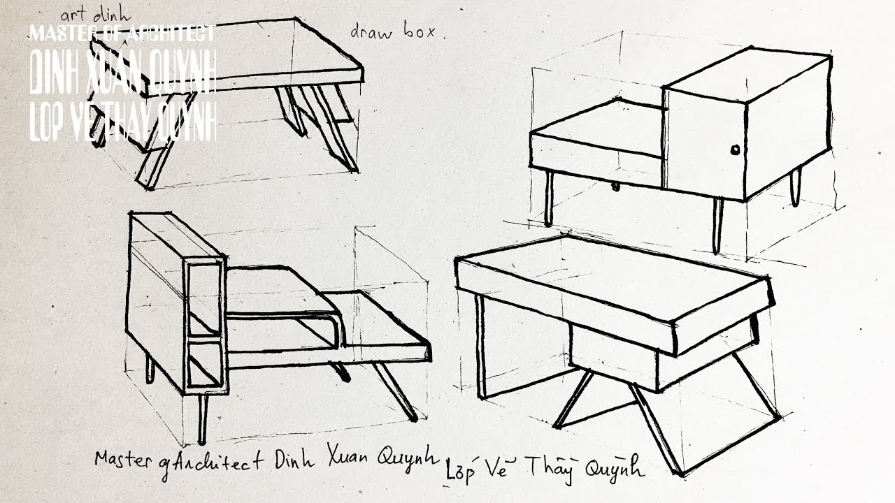 how to draw Furniture from basic Box - easy perspective drawing