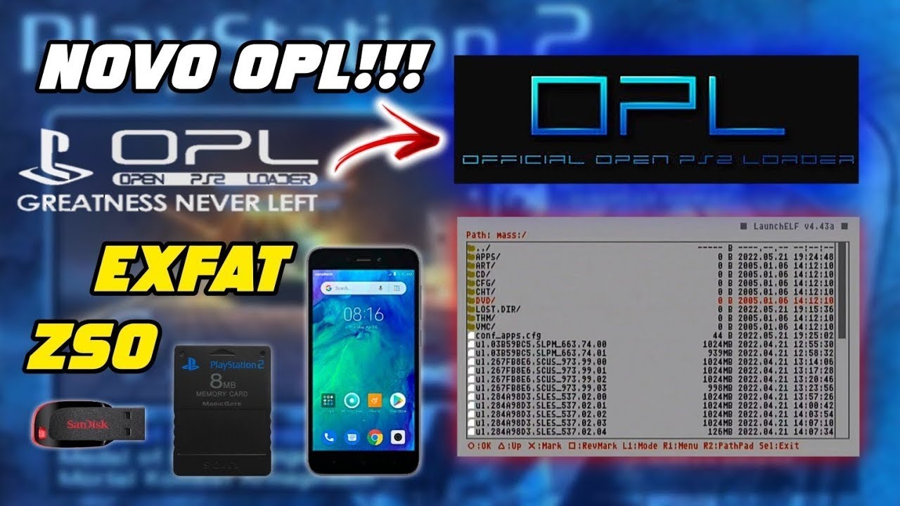 NOVO OPL!!! Suporta ExFat e ZSO + TRADUÇÃO, Como ATUALIZAR Pelo Celular SEM ERRO! PS2