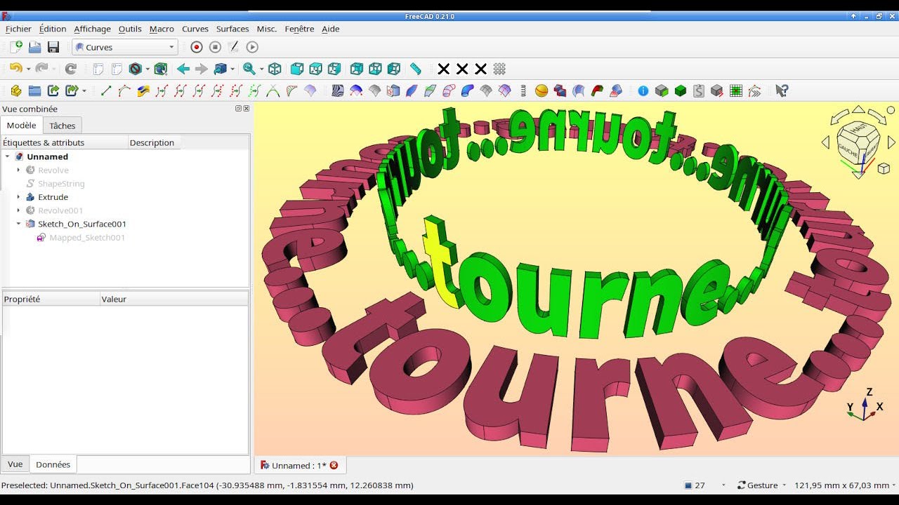 FreeCAD 0.21 : Créer du texte circulaire ou courbé