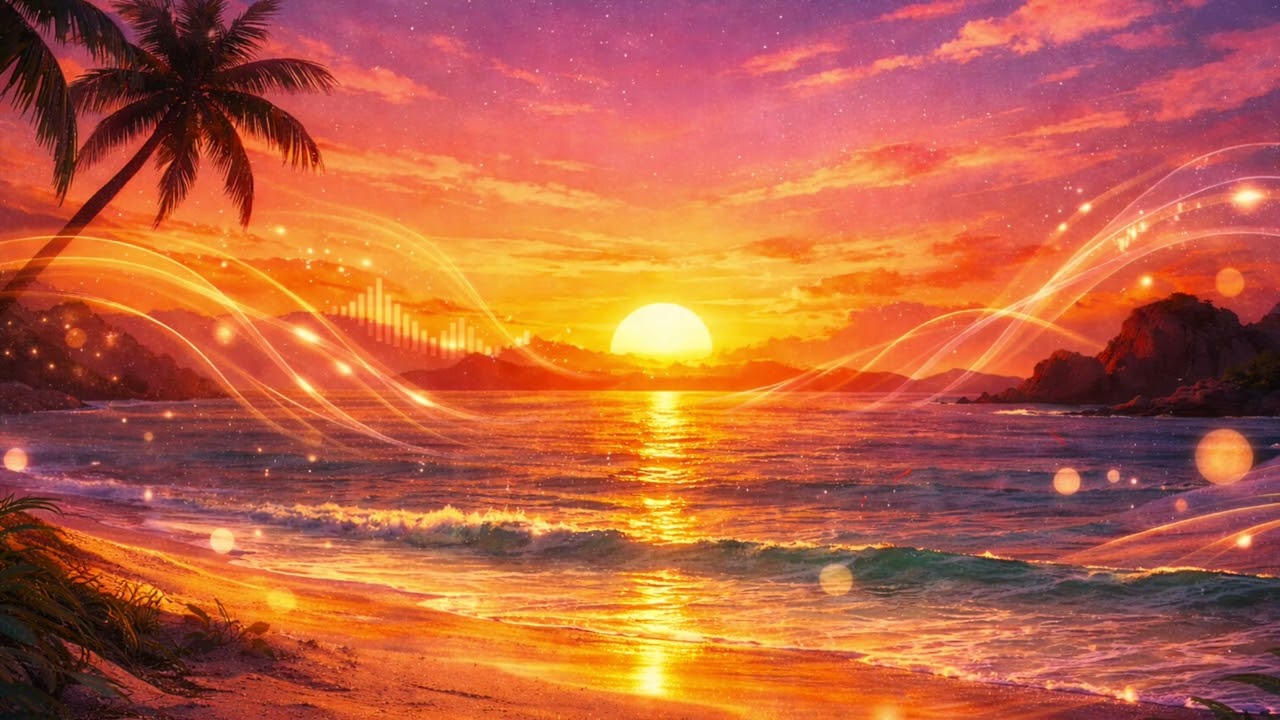 Island Glow at Dusk: AI Balearic Trance Instrumental Music (126 BPM)