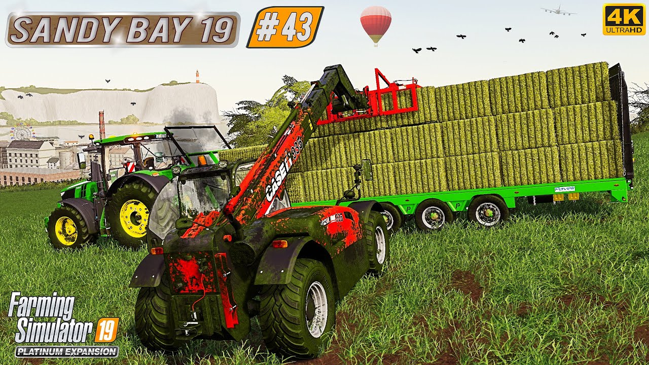 Making Straw Pellets. Raking, Baling & Hauling Hay. Plowing ⭐ Sandy Bay 19 #43 ⭐ FS19 4K TimeLapse