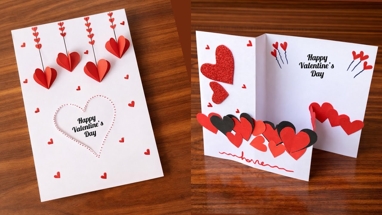 Easy & beautiful white paper handmade valentines day card 