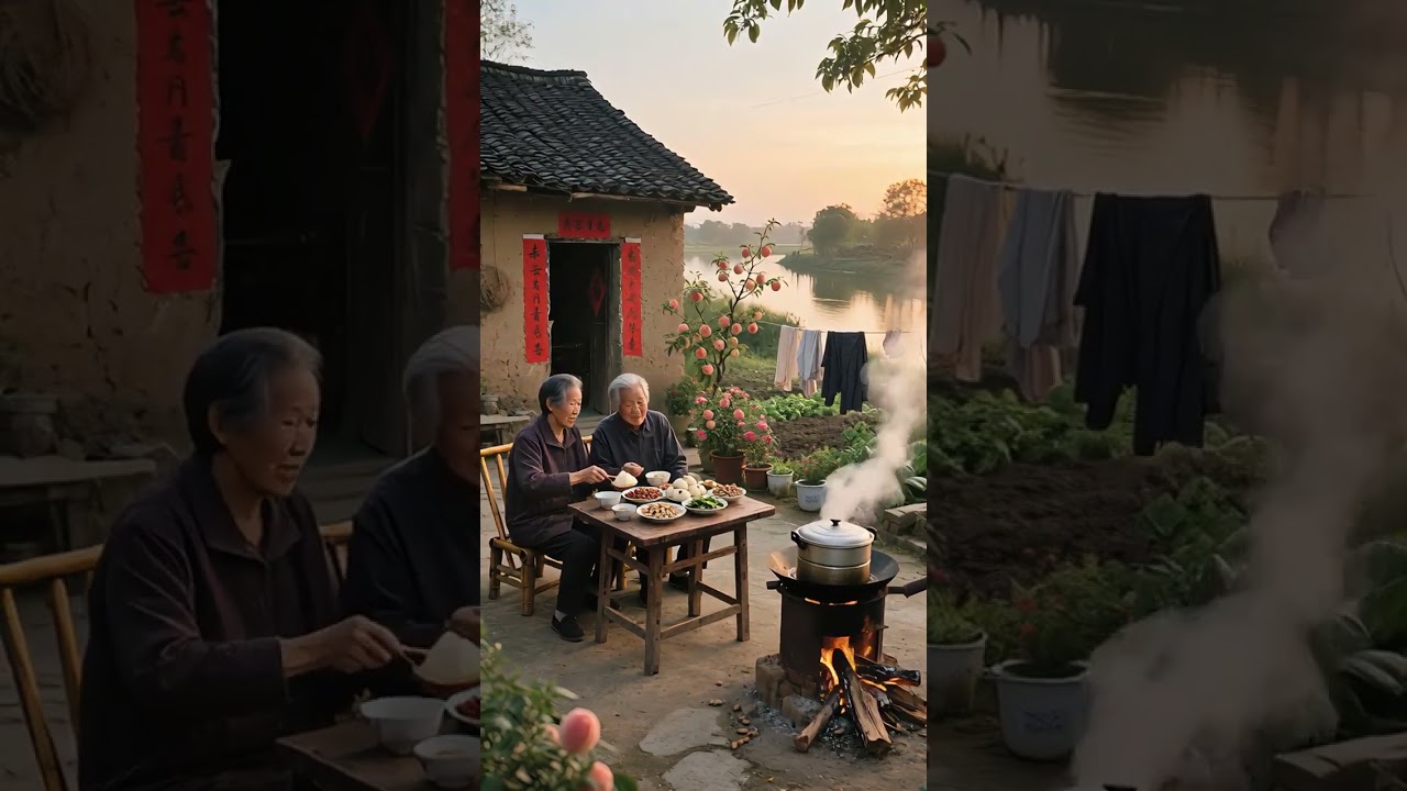 In the gentle warm light of dusk, a corner of the countryside is full of poetry. The adobe house