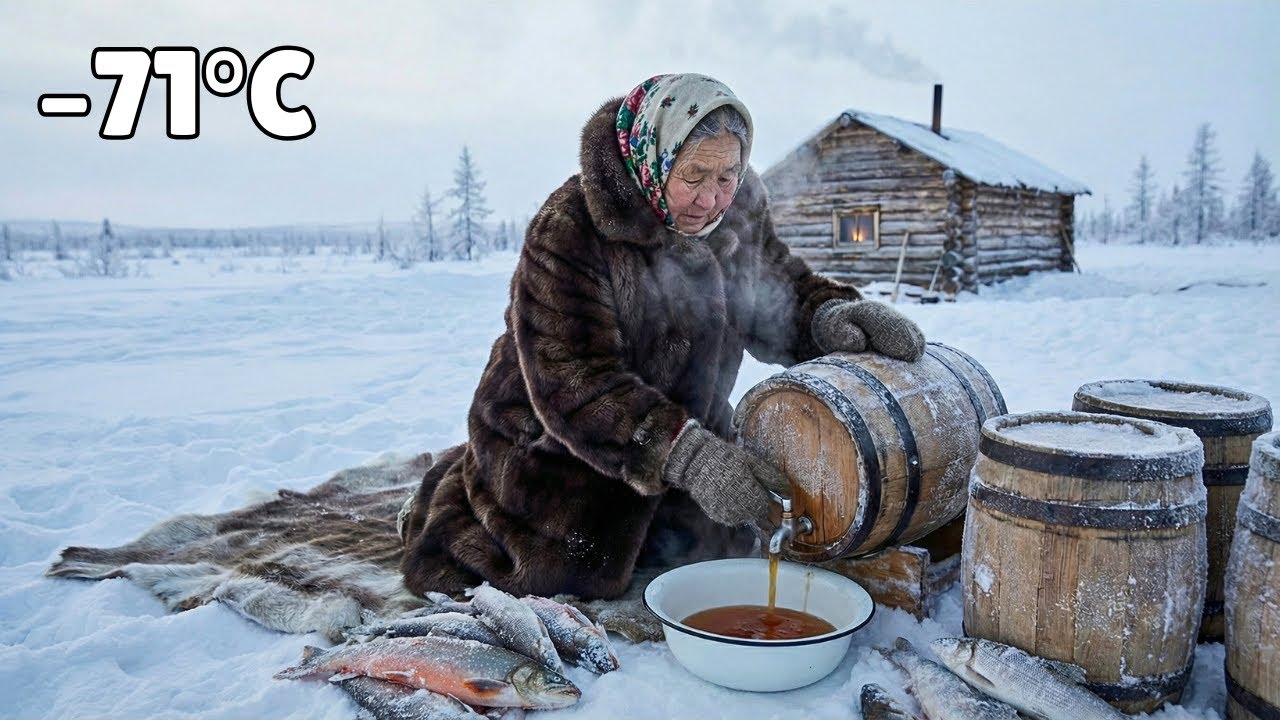 93 Year Old Widow Living Alone at –71°C in Siberia | Traditional Fish Sauce & Extreme Survival