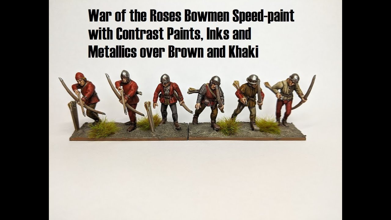 War of the Roses Bowmen Speed-paint with Contrast Paints, Inks and Metallics over Brown and Khaki
