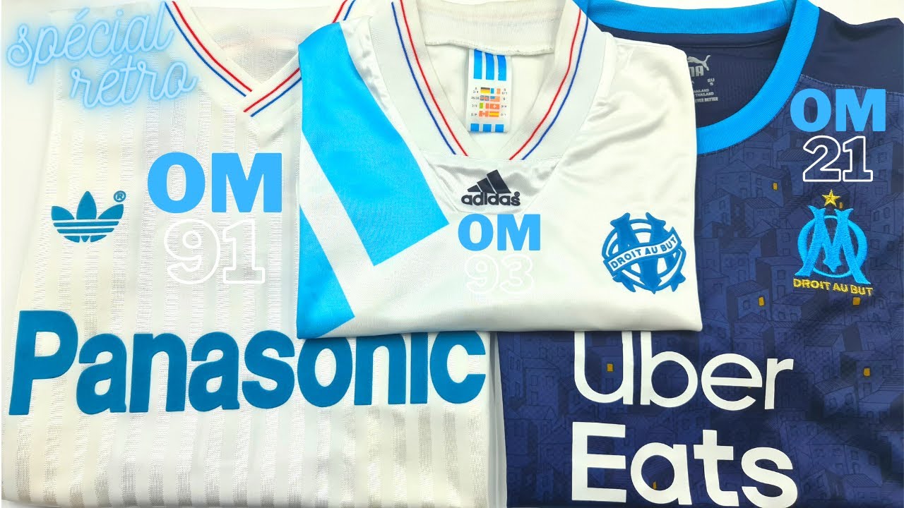 Olympique de Marseille jersey  RETRO kit 90/91 - 92/93 - 20/21 unboxing & review / ASMR