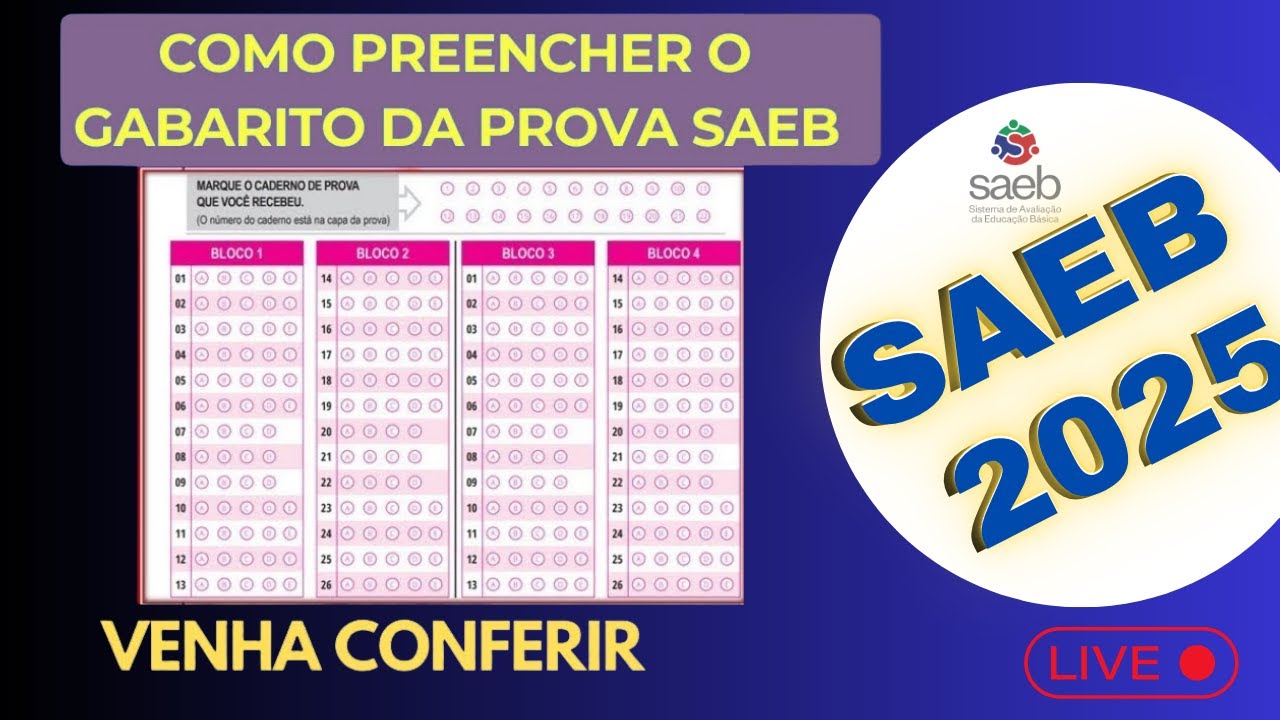 PROVA SAEB 2025 CARTÃO RESPOSTA SAEB GABARITO COMO PREENCHER O GABARITO