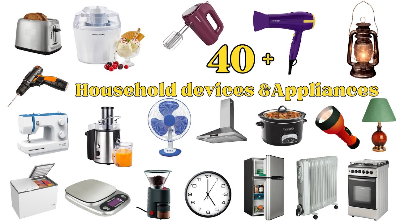 Vocabulary: 40+ Household devices & Appliances | English practice #householditems #vocabulary