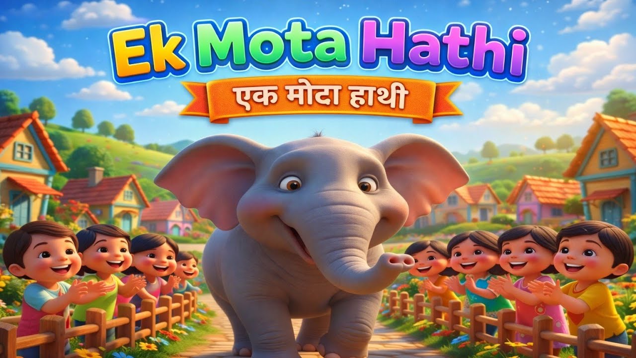 Ek Mota Hathi | एक मोदा हाथी | Hindi Nursery Rhymes for Kids | KindBee Rhymes