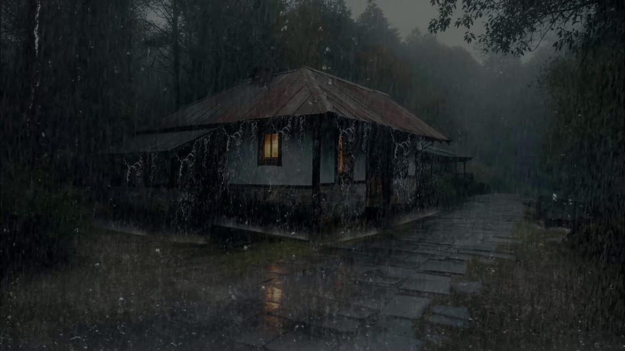Rain sounds calming mind and guiding sleep toward deep serene silence
