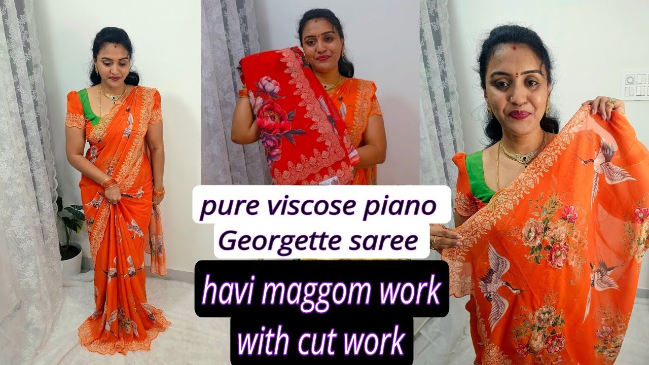 Party wear sarees 👌 your viscose piano Georgette   maggam work saree  ✨ 