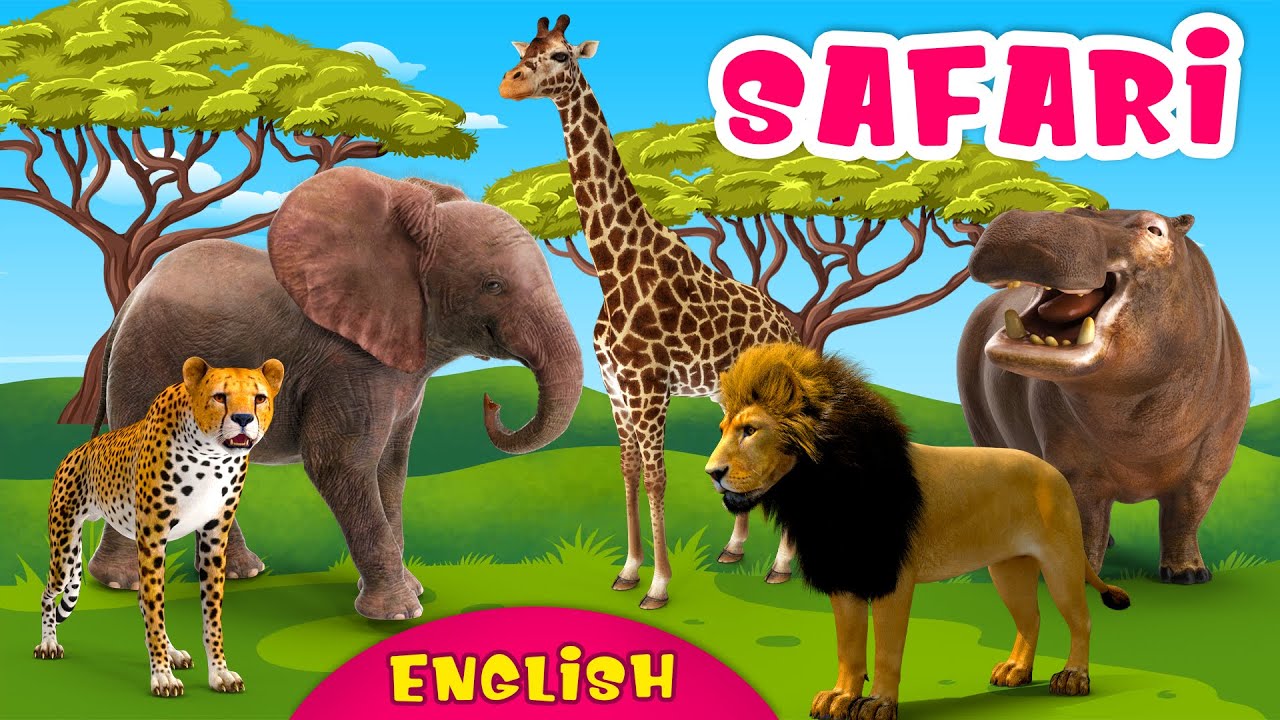 Safari animals for kids  Giraffe sounds Elephant noise