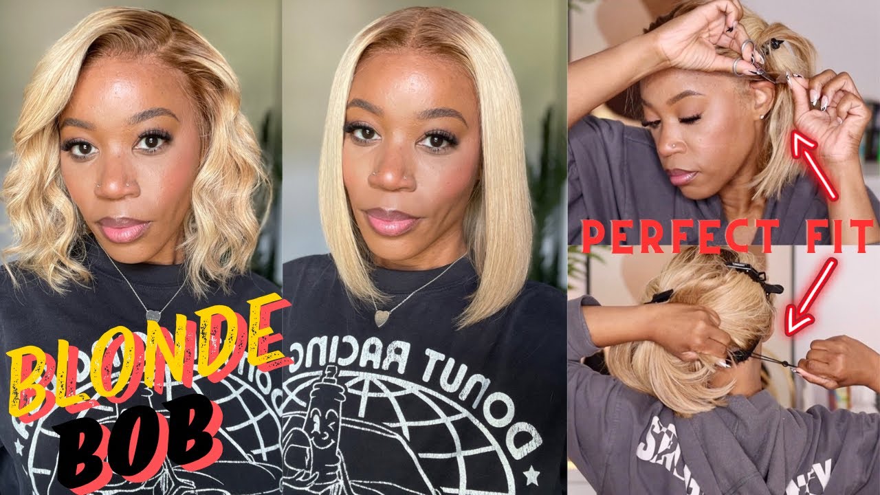 WIG TUTORIAL: How To Make Your Lace Fit Perfect | GLUELESS install, 13x6 Blonde BOB Ft. MYFIRSTWIG