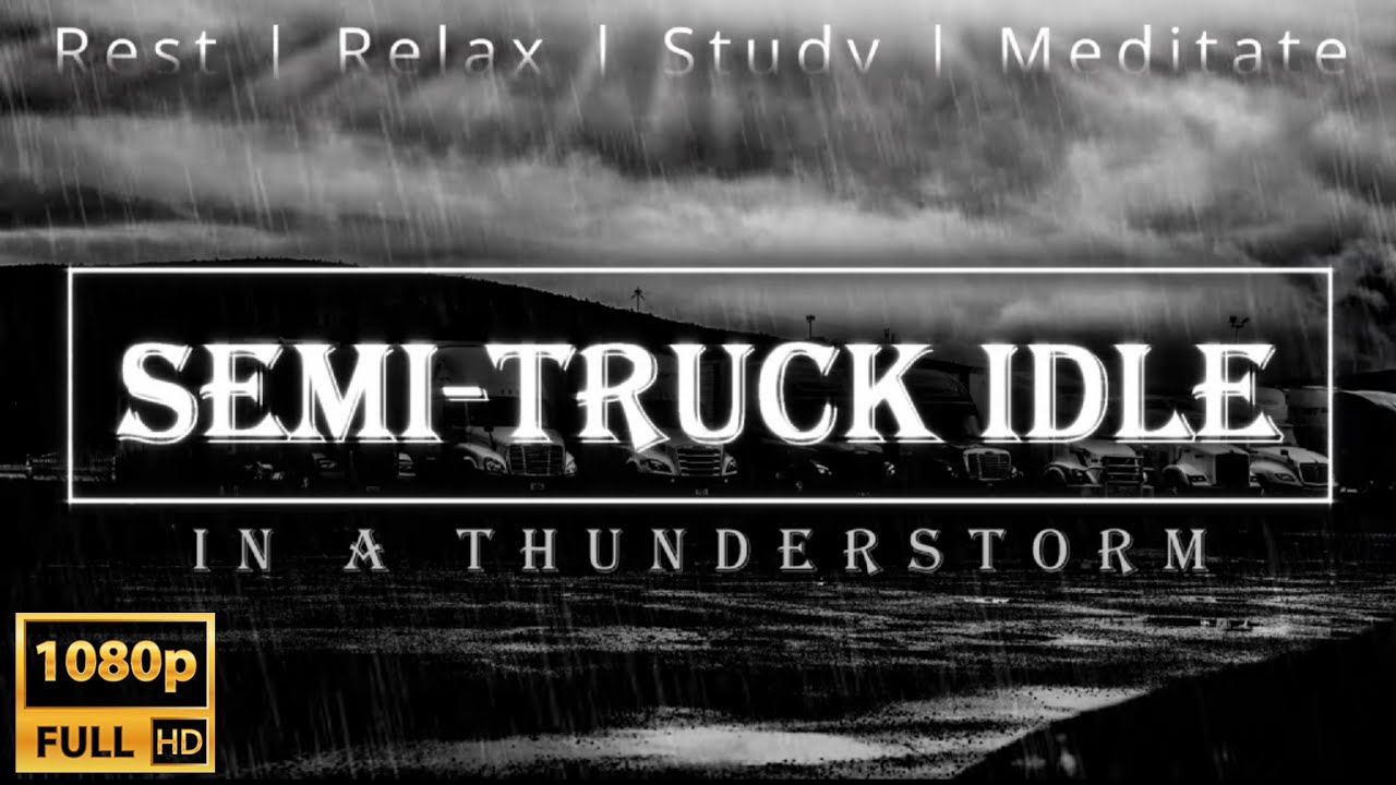 Semi-Truck Idling in a Thunderstorm - 9 Hours - HD