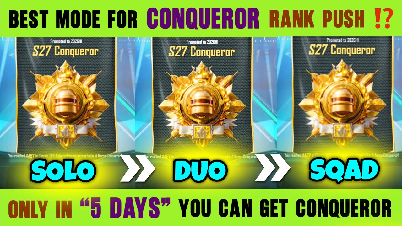 🔥How To Reach Conqueror in 5 Days ⁉️ BGMI / PUBG - Which Mode is Easy For Rank Push⁉️ Solo/Duo/Sqad