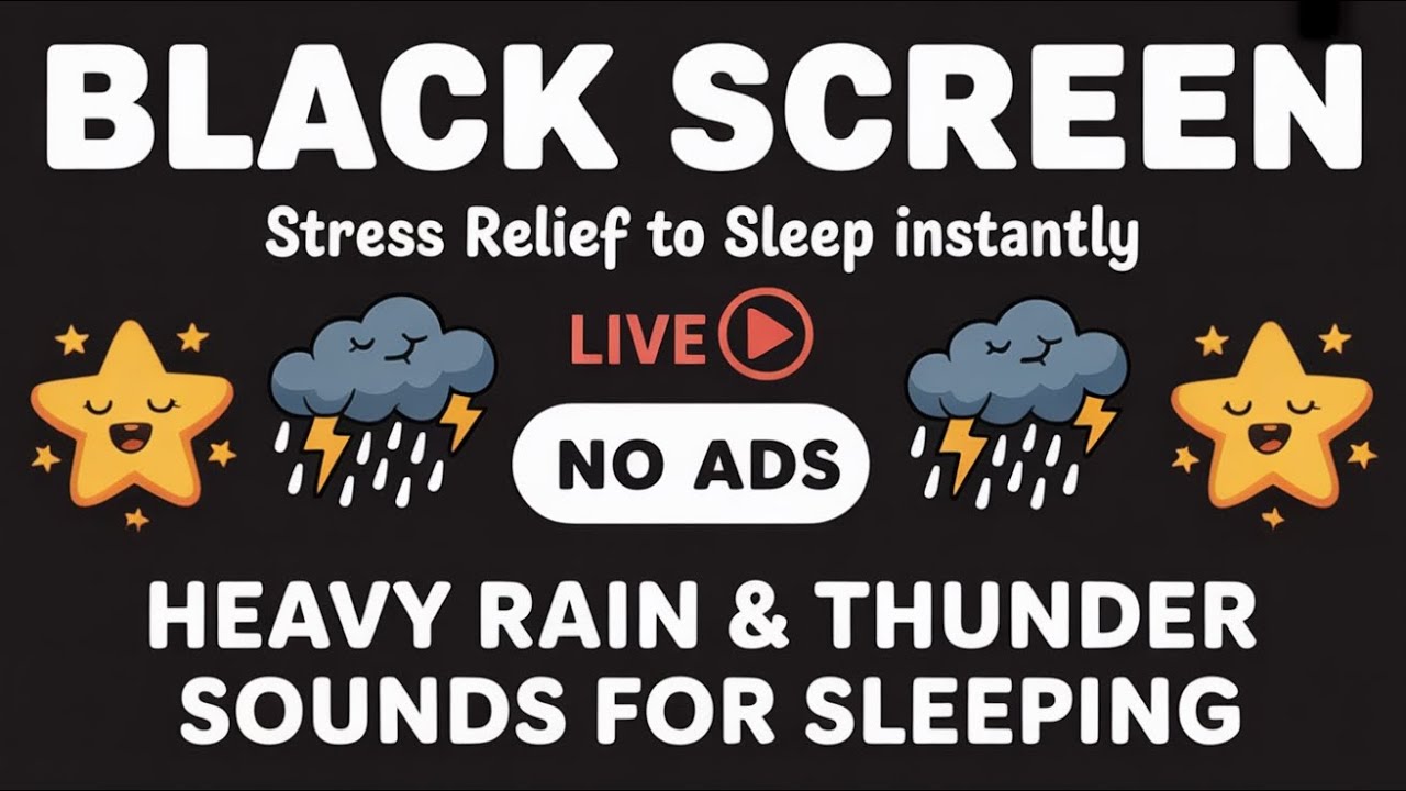 Night Thunder and Heavy Rain Sounds for Sleeping Deeply and Relaxing the Mind