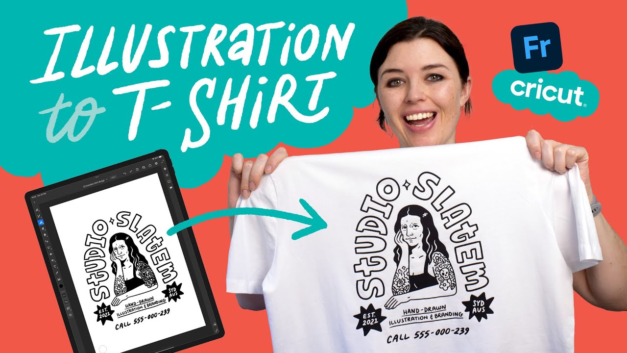 How to illustrate and print a custom branded T-shirt design with Adobe Fresco and a Cricut