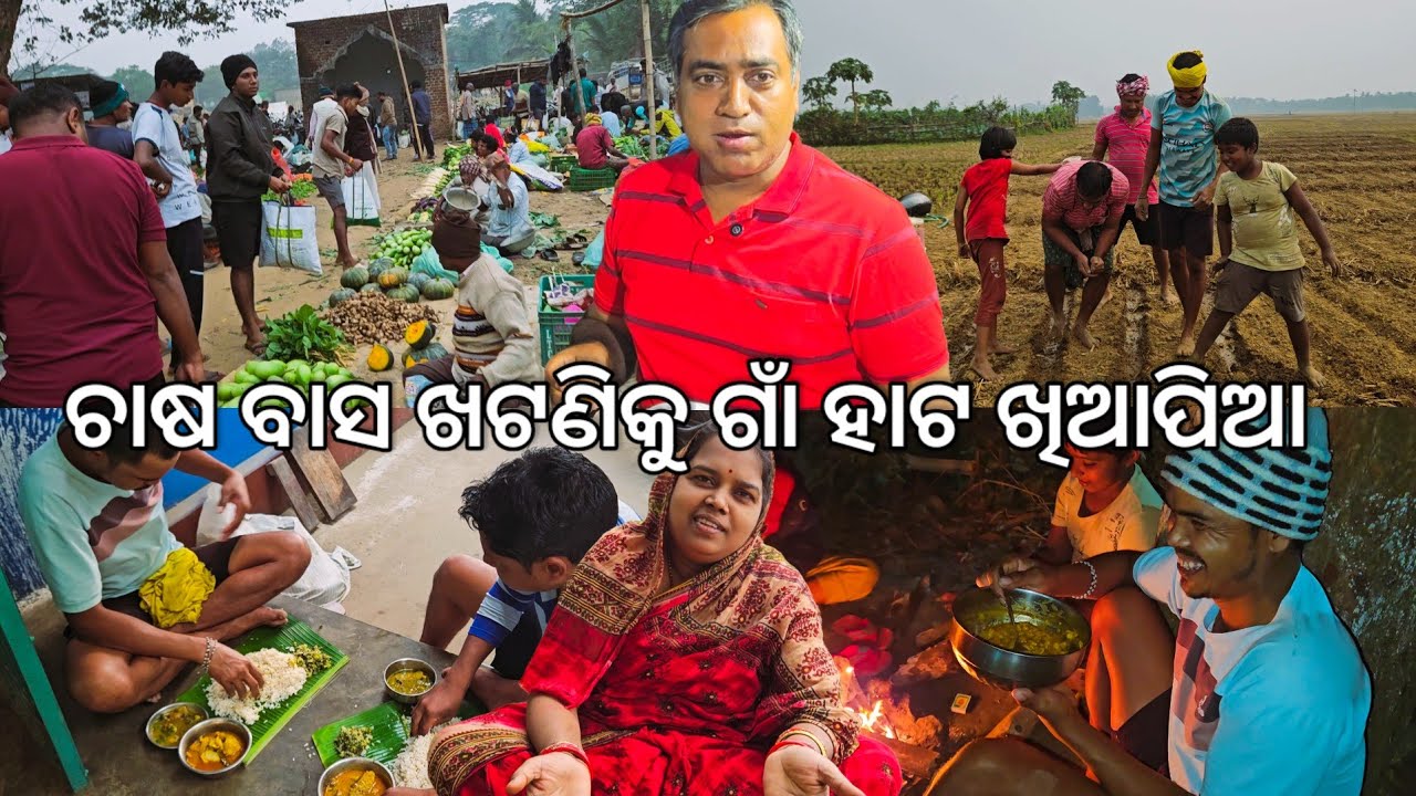 ଚାଷ ବାସ ଖଟଣିକୁ ଗାଁ ହାଟ ଖିଆପିଆ 😋 l ସ୍ତ୍ରୀ ମାନେ ସବୁ କାମରେ ଆଗୁଆ l Village farming & Odia Food