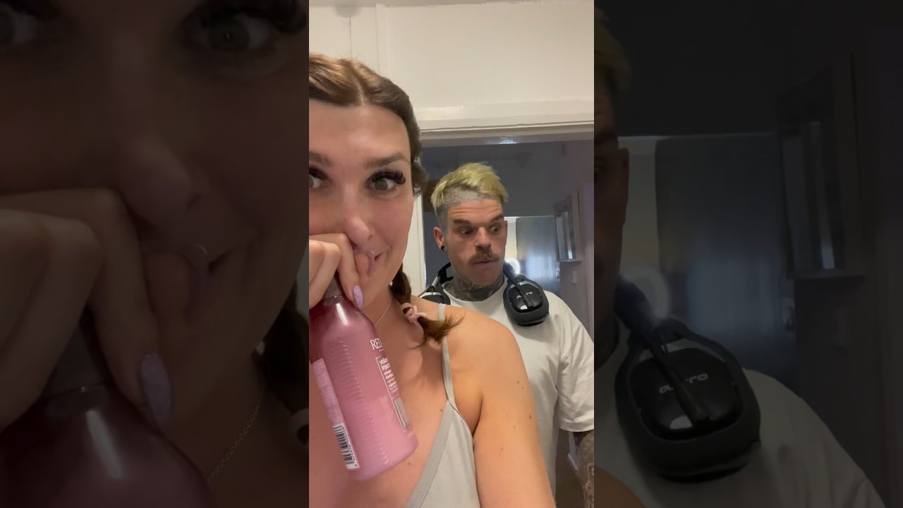 I caught Liam stealing my shampoo 🤣😡 #transwomen #couple #hair #funny