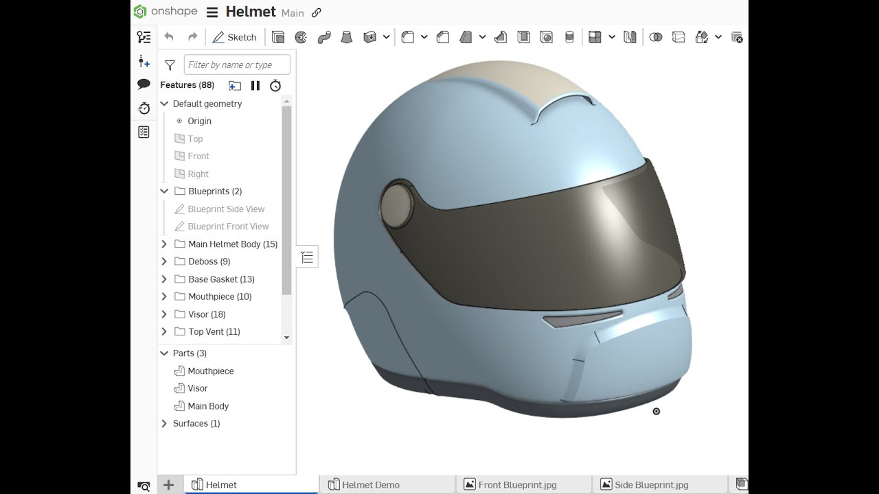 Helmet in Onshape || Surfacing (Part 5)