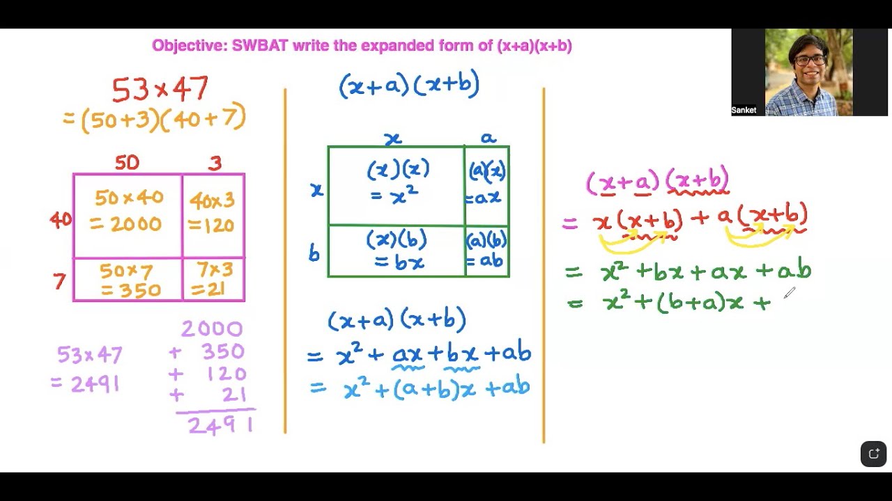 Grade 8- SWBAT write the expanded form of (x+a)(x+b)  [15th August 2024]