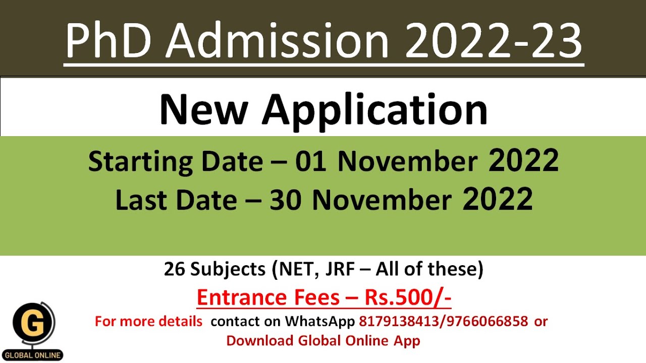 New PhD Application Form 2022| New PhD Admission 2022-23|Imp Dates and Updates