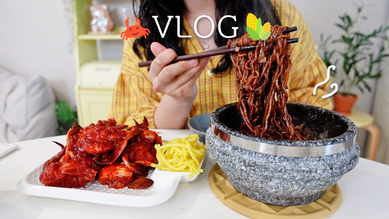 SUB) Наслаждаюсь лососевым мульхве и крабом🦀 Готовлю дома кукурузный баскский чизкейк🌽