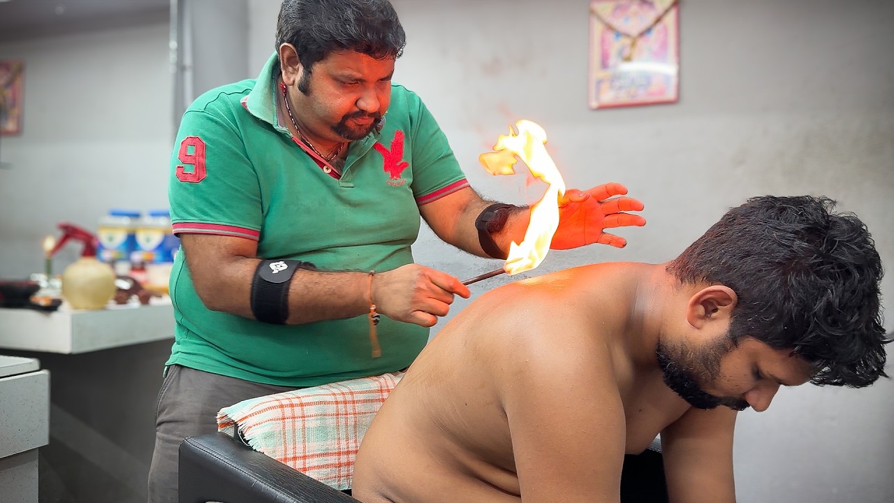 ASMR Barber Shamboo - Relaxing Head Massage With 🔥 Heat Back Therapy (Almost Sleep)