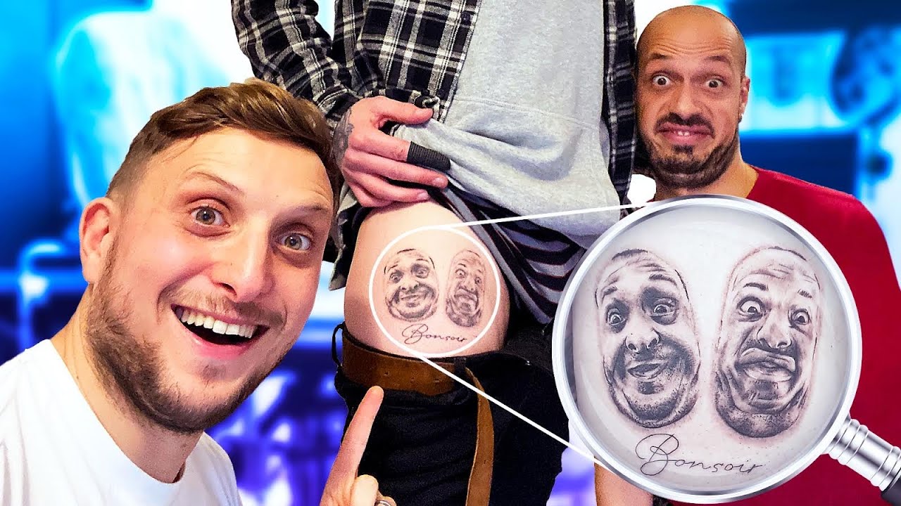 Il s'est fait tatouer nos 2 visages sur la cuisse, nous allons donc le surprendre en Belgique.