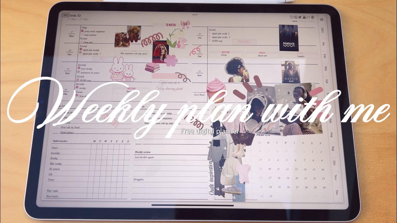 March Weekly Plan with me 🩷| Free digital planner | Calming ☁️