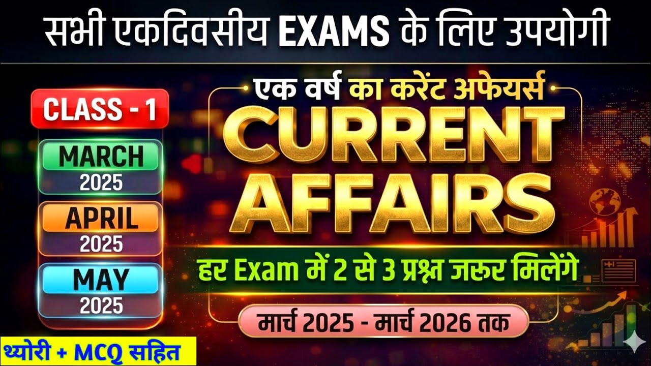 1 Year Current Affairs 2025–2026 🔥 | Complete Revision | Theory + MCQ | SSC / Railway