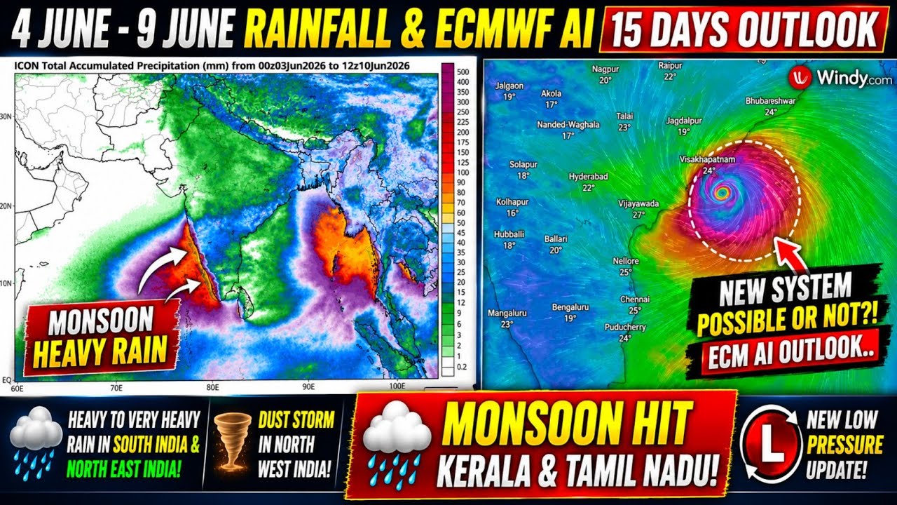 Monsoon Hits Kerala! 🌧️ Will a New Bay of Bengal System Form? 4 - 9 June Rainfall & ECM AI Outlook