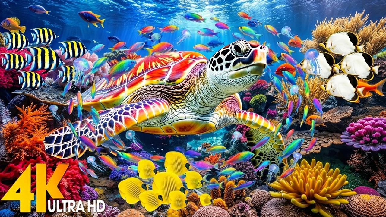 Ocean 4K - Sea Animals for Relaxation, Beautiful Coral Reef Fish in Aquarium - Sleep Music #3