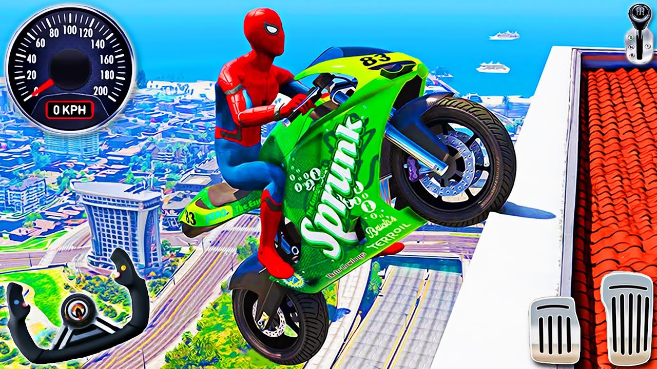 Crazy GT Bike Stunt Racing 3D - Mega Ramps Superhero Motorcycle Drive Game | Android Gameplay