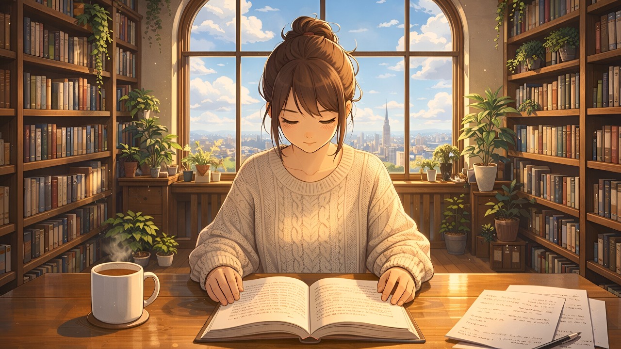 POV: Study Date in a Cozy Library 📚 Calm Music for Focus [8 Hours] | 스터디 윗 미