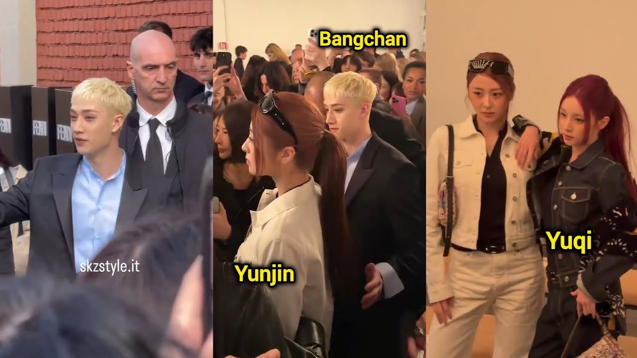 StrayKids Bangchan, Lesserafim Yunjin & Idle Yuqi Interaction For Fendi FW26 At Milan Fashion Week 