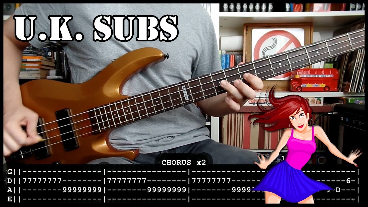 U.K. SUBS - Stranglehold (BASS cover with TABS & lyrics)