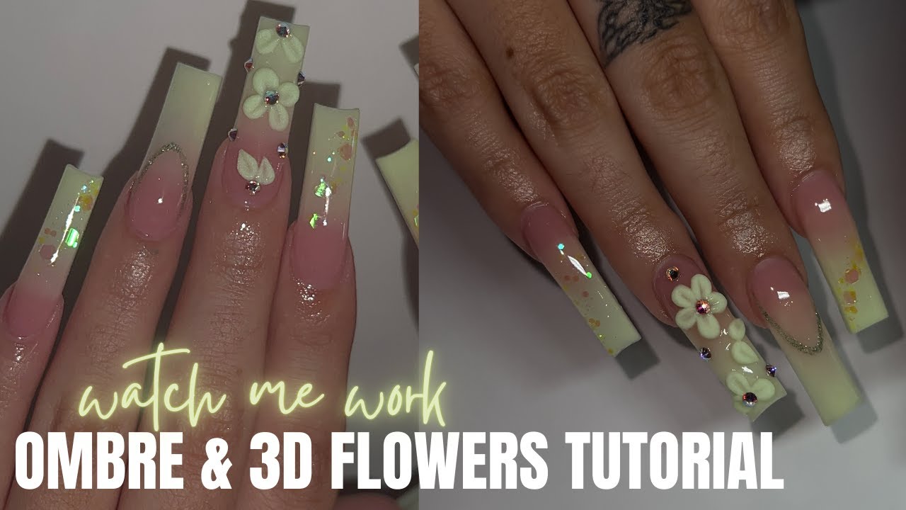 BEGINNER NAIL TECH FRIENDLY: HOW TO OMBRE + 3D FLOWERS | ACRYLIC NAILS | SHOP THESE TIPS W MY LINK
